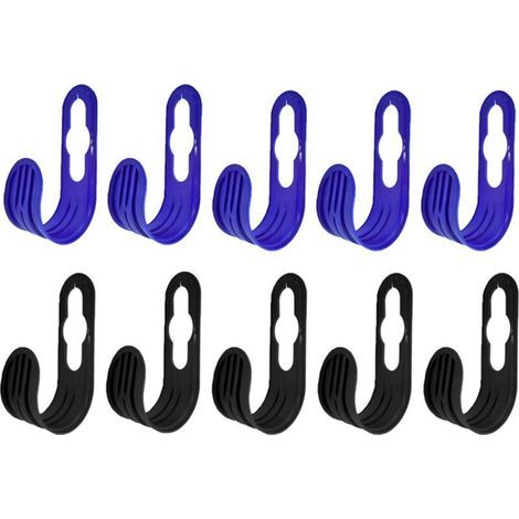 10 cintres pour tuyaux de jardin , ABS Plastic Water Hose Holder Wall Mount for 150 Feet Garden Watering Tube Hoses Storage, Expandable Outside Pipe Reel Hanging Hooks [Bleu, noir]-Chrom (1/5)