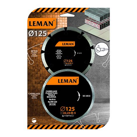LOT 2 DISQUES DIAM 125X22.23 MAÇONNERIE/CARRELAGE - 2.6866125 - LEMAN