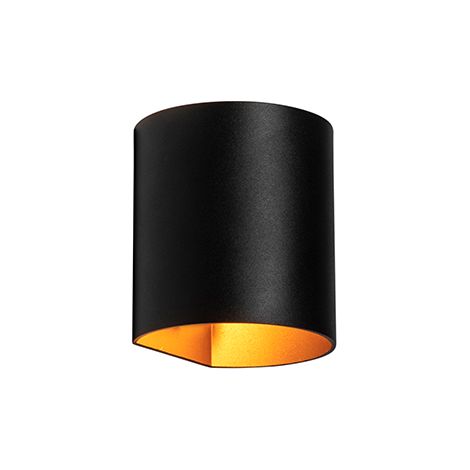 Qazqa – Applique murale moderne noire et laiton – 1 lumière G9 – 10,5 cm hauteur – Éclairage intérieur pour salon et chambre – Luminosité variable