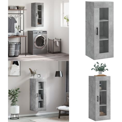 Mobile a Parete Grigio Cemento 34,5x34x90 cm - Armadio mobile - Armadio a parete