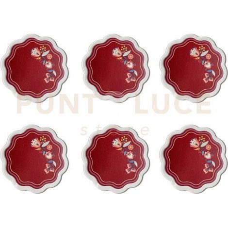 SET 6 SOTTOBICCHIERI ARMONIA IN CRISTALLO ACRILICO E ECOPELLE COLORE BORDEAUX