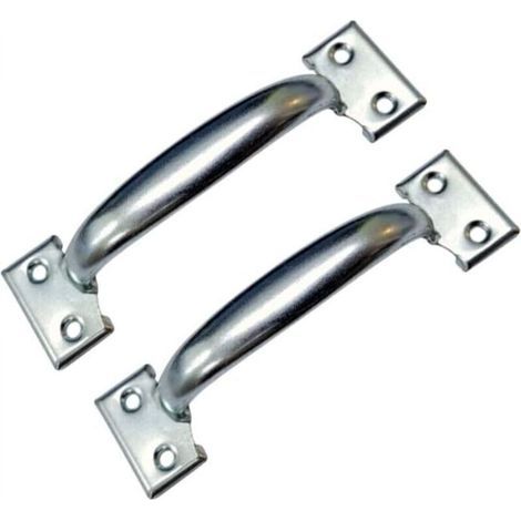 Set of 2 retro barn door handles for kitchen cabinets, hole spacing: 58 mm, silver iron (1/5)