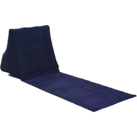 Coussin de plage triangulaire PVC moelleux gonflable, matelas de plage pliable bleu foncé pour camping extérieur (1/5)