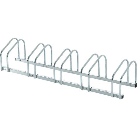 Ranger vos Vélos en Sécurité Support Range-Vélo 5 Places en Acier Robuste Montage au Sol ou Mural Argent (1/5)
