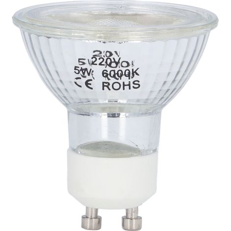 Ampoule LED GU10 5W COB Dimmable, Lumière Blanche Pure 6000K, Spot Éclairage pour Bureau et Chambre, 220V