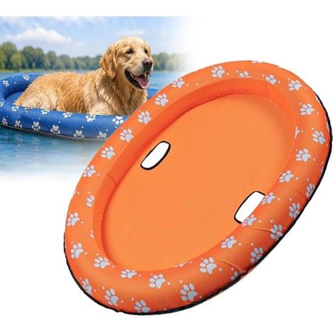 Hunde-Pool-Schlauchboot – Aufblasbares Haustier-Schlauchboot für Welpen und Hunde – Wasserspielzeug für Strand, See und Fluss – 90 x 65 cm – Orange (1/5)