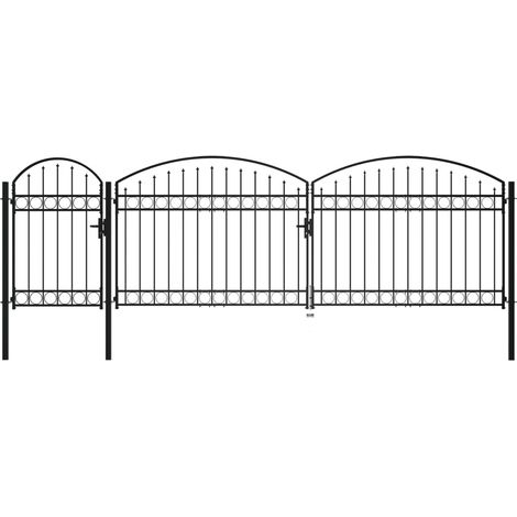 Portail de jardin avec dessus arqué Acier 1,75 x 5 m Noir (1/5)