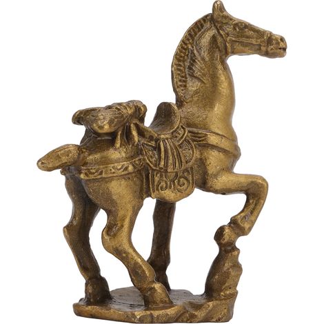 Statuette de Cheval en Laiton Artisanale, Décoration de Bureau Rétro Porte-Bonheur Sculptée Main (1/5)