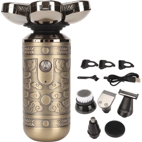 6 en 1 Tondeuse Électrique Sans Fil USB Rechargeable Imperméable pour Barbe et Cheveux avec Manche de Gravure (1/5)