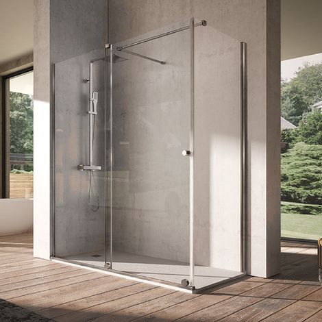 Duschwand mit Schiebetür VOLARÉ - Glas 8mm / 120 - 125 cm / ohne Sichtschutz