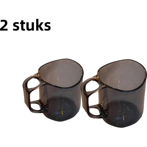 Lot de 2 gobelets à vaisselle géométriques créatifs et simples gobelets dentifrice pour couples avec dents percées couleur gris (1/5)