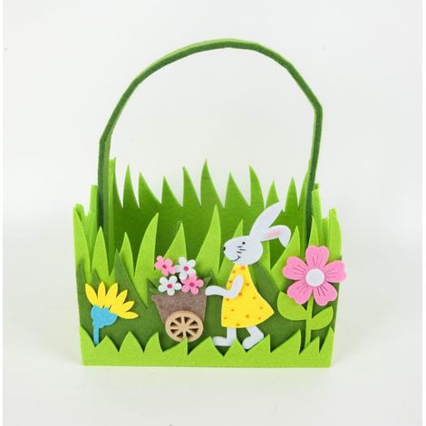 TrendLine Dekokorb Ostern mit Hase Filz 26 x 20 cm grün Aufbewahrungskorb