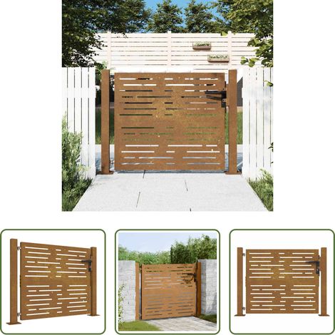 vidaXL Portail métallique - Portail de jardin 100x100 cm en acier Corten, design carré (1/5)