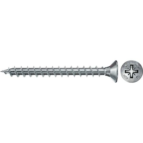 Scatola da 200 viti in legno PowerFast II FPF II CZF BC 200 testa svasata FISCHER impronta PZ - zincata bianca - filetto completo (1/5)