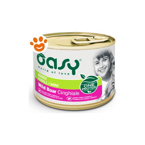 Oasy Dog One Protein Adult Small Mini Cinghiale  - Oasy Dog One Protein Adult Small Mini Cinghiale - Lattina Da 200 Gr