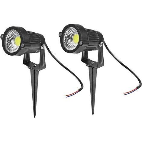 GENERIC-Foco LED para exteriores 7W Paquete de 2 Blanco cálido 2700K IP66 Impermeable 500LM Iluminación LED para exteriores con estaca 100V-265V / AC Luz de estaca de jardín para cubierta Camino Arbu (1/5)