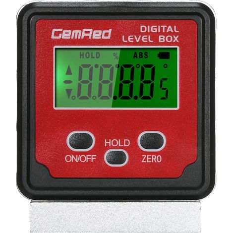 GemRed Boîtier Niveau Jauge d'Angle Mesureur d'Angle Numérique Inclinomètre Base Magnétique (1/4)