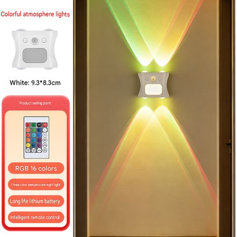 CYUNSHOP 4-Pack lampes murales rechargeables – télécommande + bouton, aimantées, longue autonomie, design blanc. (1/5)