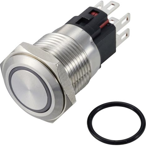 TRU COMPONENTS TC-12647412  Druckschalter 250 V/AC 3 A 1 x Aus/(Ein) IP65 RGB rastend Edelstahl 1 St