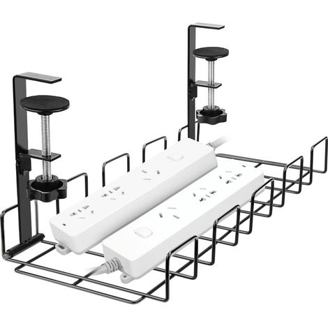 Plateau de Gestion des Câbles sous Le Bureau, sans perçage, Plateau de Câbles avec Pince, Chemin de Câbles étagère de câbles sous Le Bureau pour la Gestion des Fils, pour Bureau, Maison