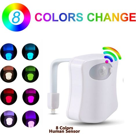 8 Couleurs Lampe de Toilette LED Automatique à Détection de Corps Lumière de WC pour Salle de Bain