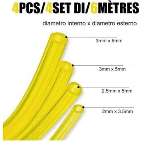 4 Lot de 1.5 mètres Tuyau Durite d'essence (diamètre 3 x 6mm, 3 x 5mm, 2.5 x 5mm, 2 x 3.5mm) pour Souffleur Coupe-bordure Tronçonne (1/4)