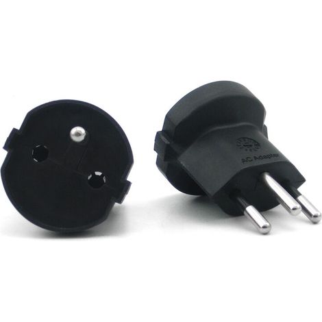 Wiltec Adapter Schuko/ CH schwarz, Steckdosenadapter Schweiz 250 V/ 16 A, Stromadapter bis 4000 W, Adapter für schweizer Steckdosen leistungsstark