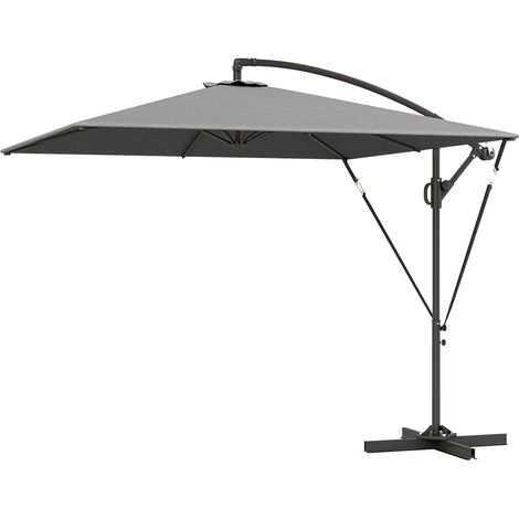 Ombrellone da Giardino a Sbalzo 2.5x2.5 m con Manovella, Inclinabile e Girevole con Copertura, Grigio