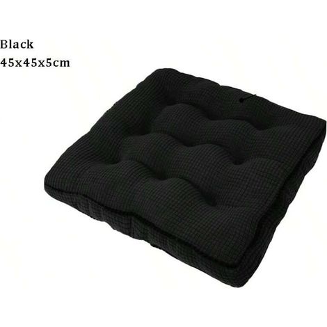 Tapis de chaise pour salle à manger, coussin gaufré lavable 45 x 45 cm, usage intérieur/extérieur(Noir) (1/5)