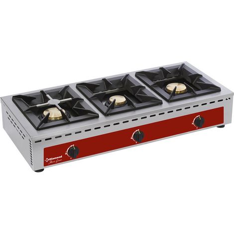 Réchaud de table - 3 feux vifs 7 + 5 + 7 kw - Diamond