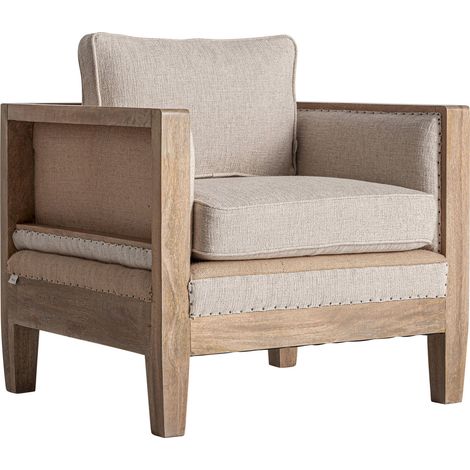 Fauteuil classique en bois de bouleau marron finition artisanale - Marron bois naturel chaleureux (1/4)