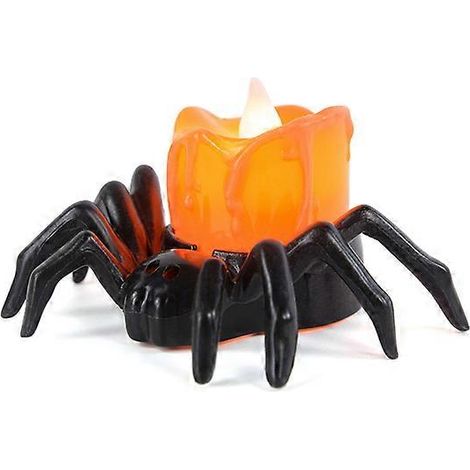 Décorations d'Halloween : Bougie LED, lampe citrouille araignée en plastique, accessoire horreur pour la maison, le bar, les fêtes d'Halloween, etc. (5 pièces) (1/5)