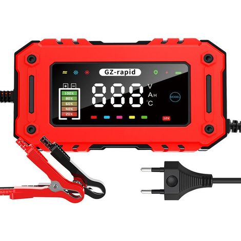 12 V 10 AChargeur de batterie de voiture 12V 6A 8A 10A 15A chargeur de batterie au plomb-acide pour camions et motos compatible avec les batteries au plomb-acide. (1/4)