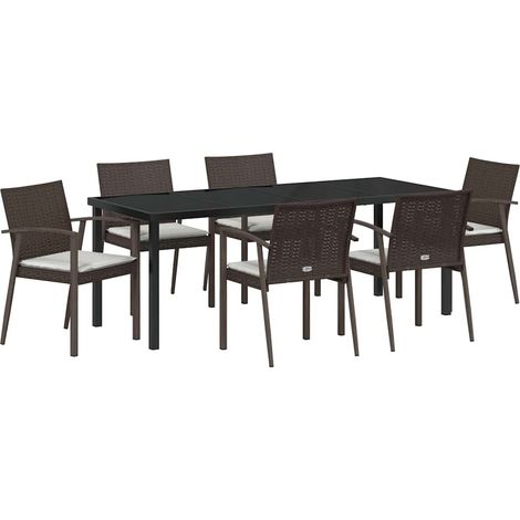 Maison Exclusive - Set da Pranzo per Giardino 7 pcs Marrone e Nero Rattan in PE