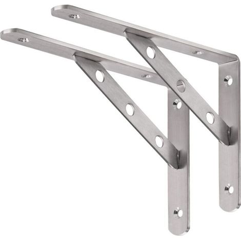 20cm Stainless Steel Shelf Brackets, Sturdy and Durable, DIY L-Shaped Right Angle Brackets, Set of 2 (1/3)