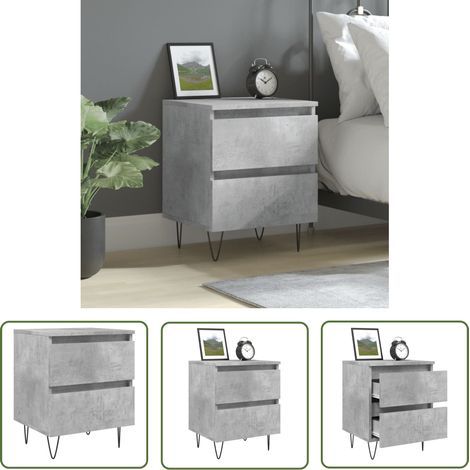 The Living Store Nachttisch Betongrau 40x35x50 cm Holzwerkstoff - Nachttisch - Beistelltisch - Wohnzimmermöbel - Schlafzimmerschrank - Grau (1/5)