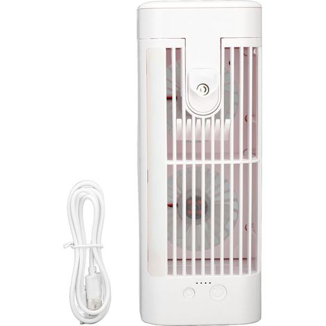 Tragbare Klimaanlage, multifunktional, effizient und leise, 3 Geschwindigkeitsstufen, 120-ml-Wassertank, Sprühfunktion, Tischluftkühler mit Nachtlicht