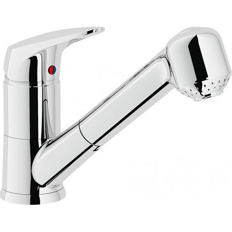 Miscelatore monocomando per lavello 156x200 mm in ottone cromato con doccino estraibile - Nobili Hera (1/4)