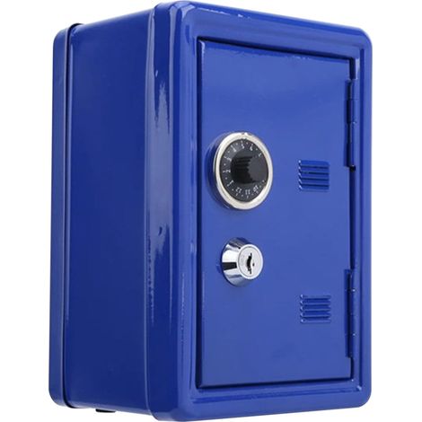 Coffre-fort Enfant - Boîte À Épargne Métallique Avec Serrure À Un Chiffre Et Clé - Rangement Pour Pièces Et Billets - Bleu - 1 Unité (1/5)