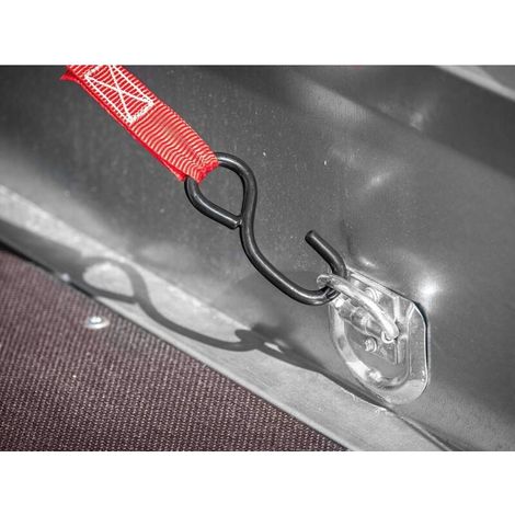Cinghia a cricchetto in due pezzi con ganci a S – 5 m × 25 mm, carico di trazione 50 daN, acciaio zincato per impieghi gravosi