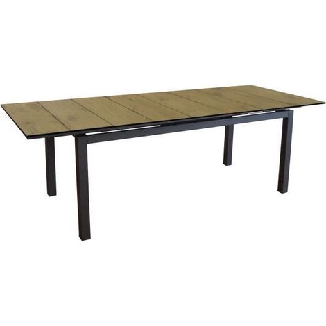 PROLOISIRS Table extensible - HIVAOA - Aluminium époxy graphite - Plateau à lames HPL - 180/240 x 90 cm (1/5)