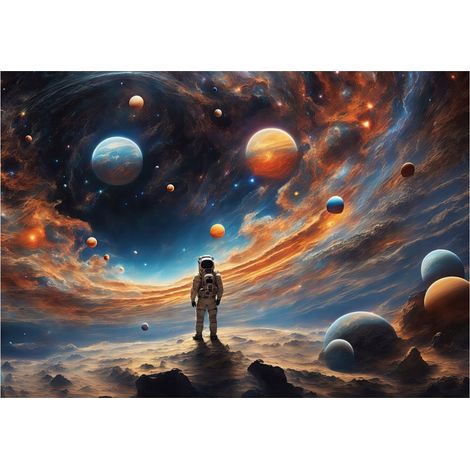 Papier peint avec astronaute et galaxie pour enfants, décoration murale espace – 150 x 105 cm Wallarena