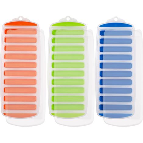 Bac à glaçons en silicone réutilisable 3 pièces avec couvercle amovible contre les éclaboussures (1/5)