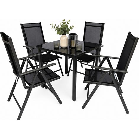 5 pcs Alu Verre Jardin Set Siège Groupe 80SW 105x80x80 - VCM (1/4)
