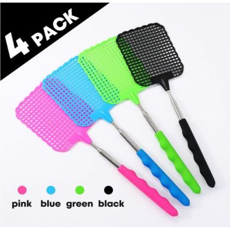 4 Pièces Tapettes à Mouches Extensible, Tapetteà Mouche Coloré, Tapetteà Mouche Main pour Les Mouches, Les moustiques Les Insectes (1/4)