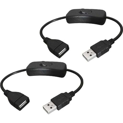 Cable USB macho a hembra de 2 piezas con interruptor de encendido/apagado, cable de extensión USB con interruptor basculante para grabadora de conducción, lámpara de escritorio LED, ventilador USB, ti