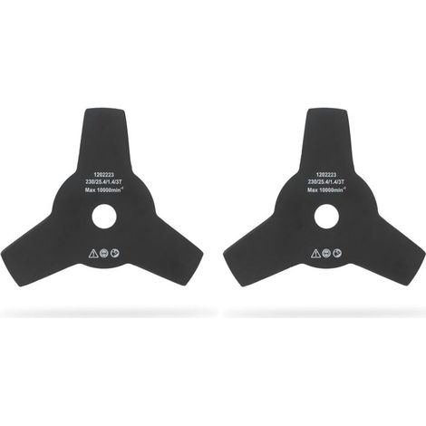 OZAKI - Lame 3 Dents - Adaptable Pour Débroussailleuse - Coupe De 230 mm, Alésage 25,4 mm & Epaisseur 1,4 mm - Qualité Supérieure (Lot de 2)