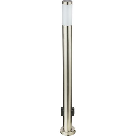 Globo – Lampadaire d'extérieur en acier inoxydable – 2 prises d'éclairage IP44 – Hauteur 110cm – Douille E27 – 3159K