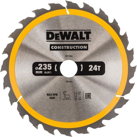 Portable Construction Circular Saw Blade 235 X 30Mm X 24T (1/2)