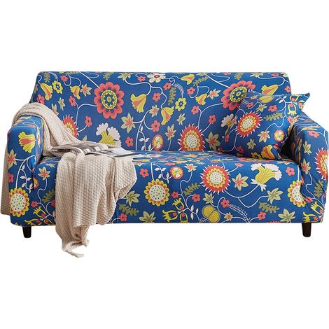 Housse de Canapé Extensible Polyester Motif Fleuri Moderne Protection Meuble pour Canapé 4 Places 240-300cm (1/5)